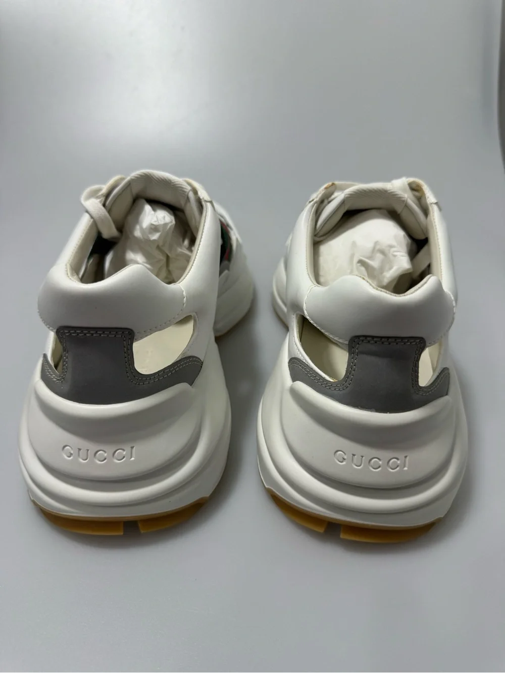Gucci Rhython Cut Out White Sneakers Men’s GG Size 8